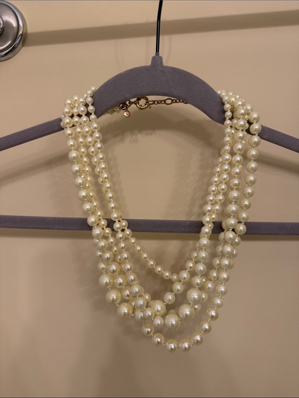 J. Crew Cream Multi-Strand Faux Pearl Necklace with Gold-Tone Clasp
